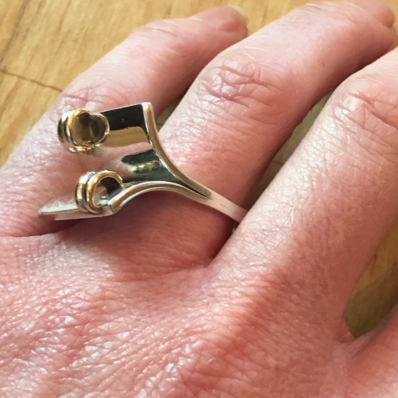 14kt solid Y Gold Sterling Silver Modern Ring - Picture 13 of 16